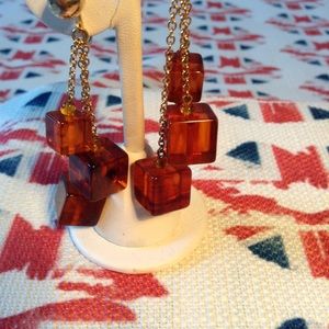 Accessocraft NYC Vintage Amber Tri- Cube Earrings